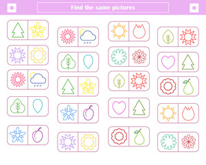  logic game for children. find and connect identical shapes
