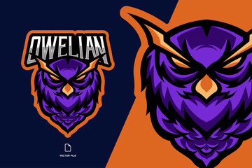 owl head mascot esport game logo illustration