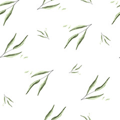 Seamless nature green leaves pattern