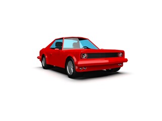 Obraz na płótnie Canvas Simple Polygonal Red Race Sport Coupe Car Icon on White Background