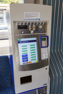 Tram ticket machine public transport portrait format in Kassel Germany