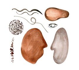 set of Watercolor terracotta organic abstract shape Mid Century Modern Wall Art, Minimalist geometric Prints, Mid Century Painting. Abstract Printable wall art Mid century modern.