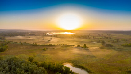 Beautiful sunrise. Aerial photography.