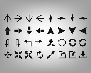 Set arrows icon for the interface of applications, games, sites, vector illustration.