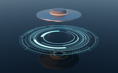 Fototapeta na wymiar Science fiction UFO spaceships, 3d rendering.