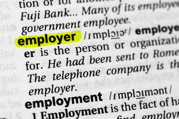 Highlighted word employer concept and meaning