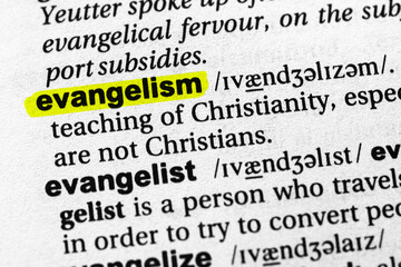 Highlighted word evangelism concept and meaning
