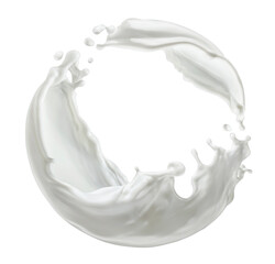 Circle milk splash isolated on white background