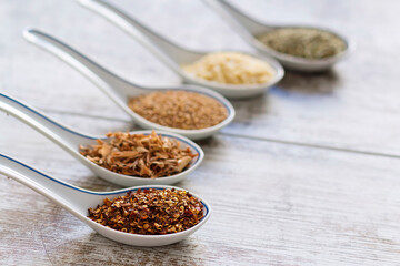 Chinese porcelain spoons with spices