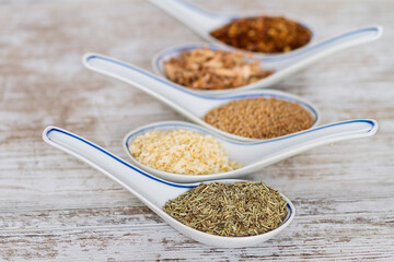 Chinese porcelain spoons with spices