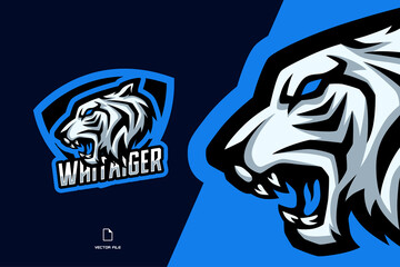 white tiger with triangle mascot esport game logo illustration for sport team © eryusan