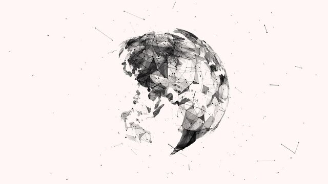 The global communication background. The earth rotating with node and line connection. Plexus fantasy abstract .