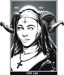 Vector illustration of Evil Nun