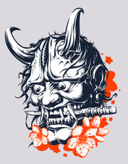 Vector illustration of Hannya Mask