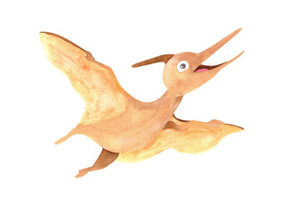 Watercolor dinosaur illustration  cute pterodactyl isolated on white for baby nursery decoration, clothing, print © Anastasia