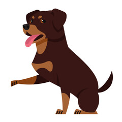 Rottweiler giving paw. Beautiful pet in cartoon style.