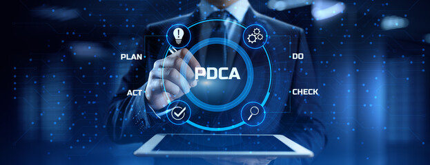 PDCA Plan Do Act Check Business technology concept