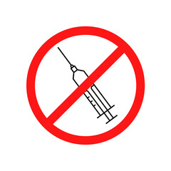 black red sign no syringe
