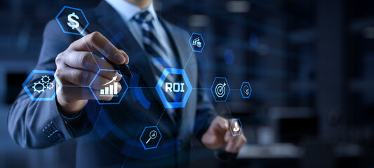 ROI Return on investment financial technology trading business and finance concept