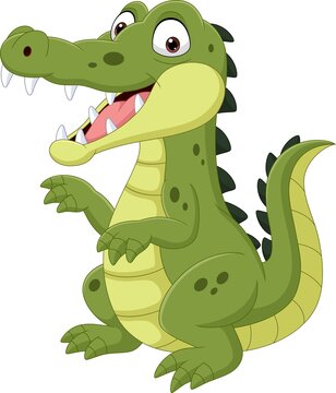 Cartoon funny crocodile isolated on white background 