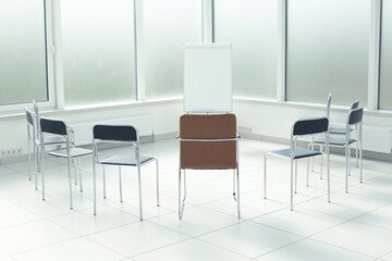 Flipchart chairs in a bright office space