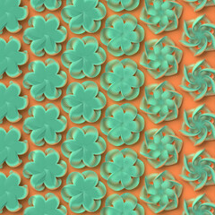 Multi colored geometric stylized flowers abstract 3d render art background. Trendy design element. Digital illustration