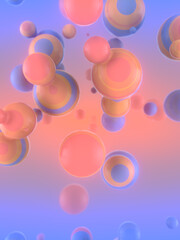 Abstract colorful art background. Holographic floating liquid blobs, metaballs. 3d rendering digital illustration