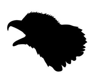 Black silhouette Cartoon  wild eagle in isolate on a white background. Vector illustration.