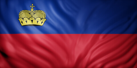 Liechtenstein 3d flag - obrazy, fototapety, plakaty