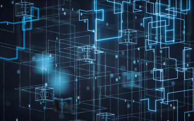 Abstract electrical lines with dark background, 3d rendering.