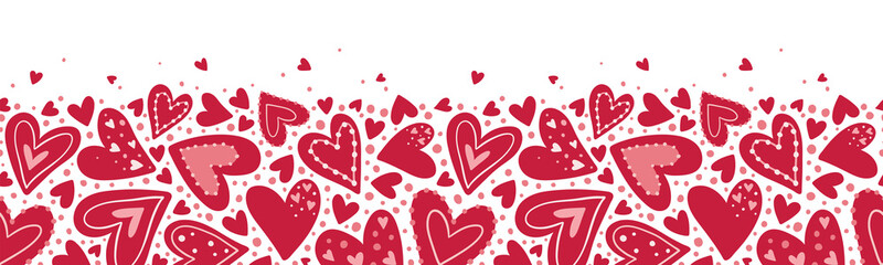 Cute hand drawn hearts seamless pattern, romantic boho background - great for textiles, banners, wallpaper, wrapping - vector design