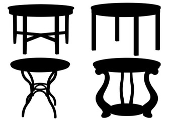 Round tables for the living room in the set. Vector image.
