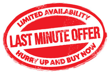 Last Minute Offer. Vector Red Rubber Stamp.