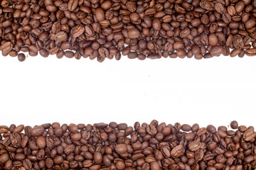 Coffee beans frame borders made from roasted coffee beans. Blank for text