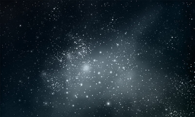 Fototapeta na wymiar Astro landscape of the night sky with many stars, vector art illustration.
