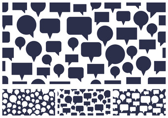 Materiał do szycia Speech bubbles seamless vector background set, endless pattern with dialog signs, talk and discussion theme, social media communication.
