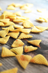 crunchy Indian homemade triangle shape Fryums Papad or chips