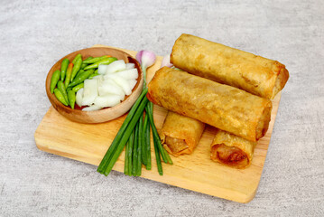 Delicious Lumpia or Lunpia, a traditional snack from Semarang, Indonesia.