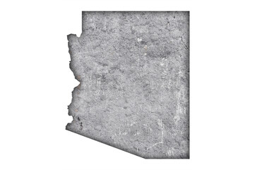 Karte von Arizona auf verwittertem Beton
