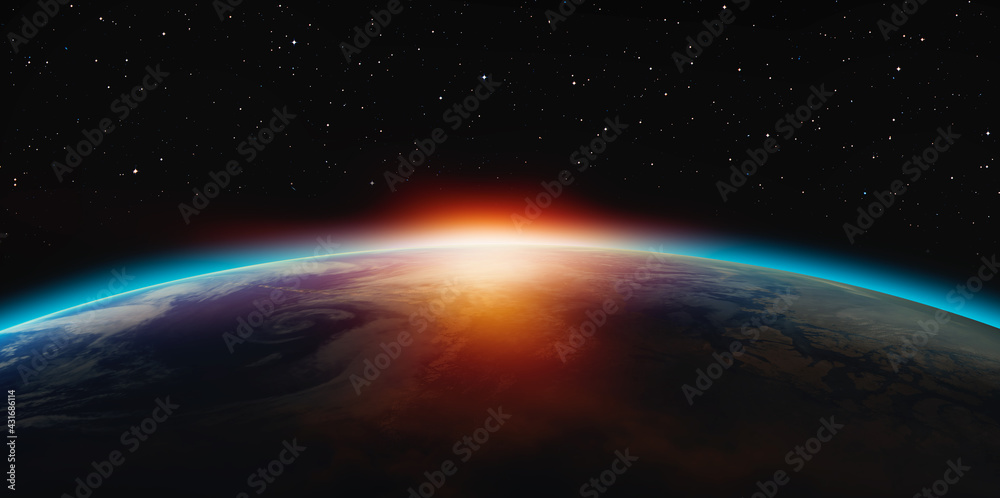 Poster planet earth with a spectacular sunset 