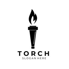 Torch Fire logo vintage vector illustration design