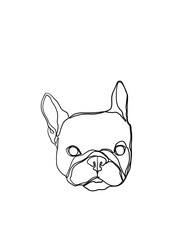 Hand drawn illustrations of face dog line art. Minimalist style drawing. One line artwork design for print, cover, wallpaper, minimal wall art.