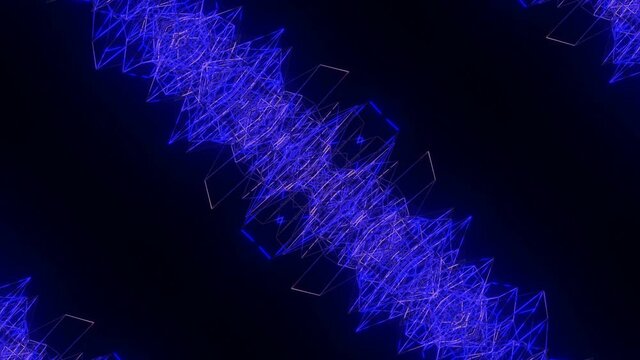 animated abstract background with blue glow. three-dimensional moving kaleidoscope patterns. 3d render