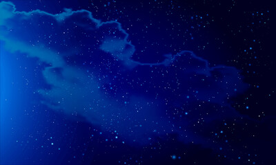 Fototapeta na wymiar Night panorama of the starry sky with nebula, vector art illustration.