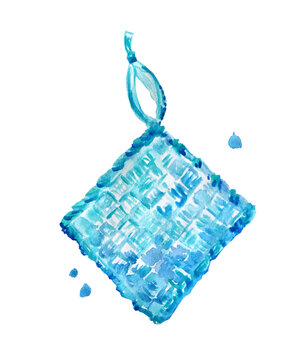 Illustration tawashi zero waste ecological sponge household watercolor