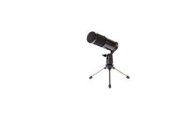 professional desktop microphone in black on a white background