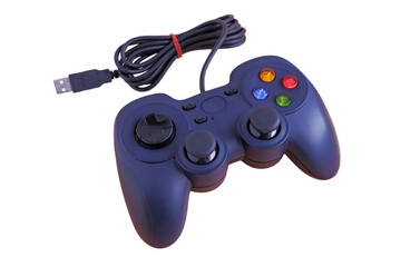 Usb wired joystick controller isolated on white background © damrong