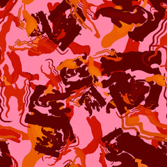 UFO camouflage of various shades of red, pink and orange colors