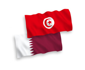 Flags of Republic of Tunisia and Qatar on a white background