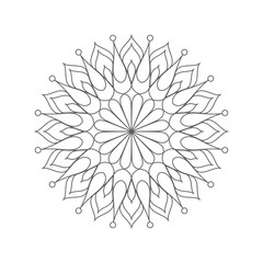 Mandala line vector. A symmetrical round monochrome ornament. Coloring
